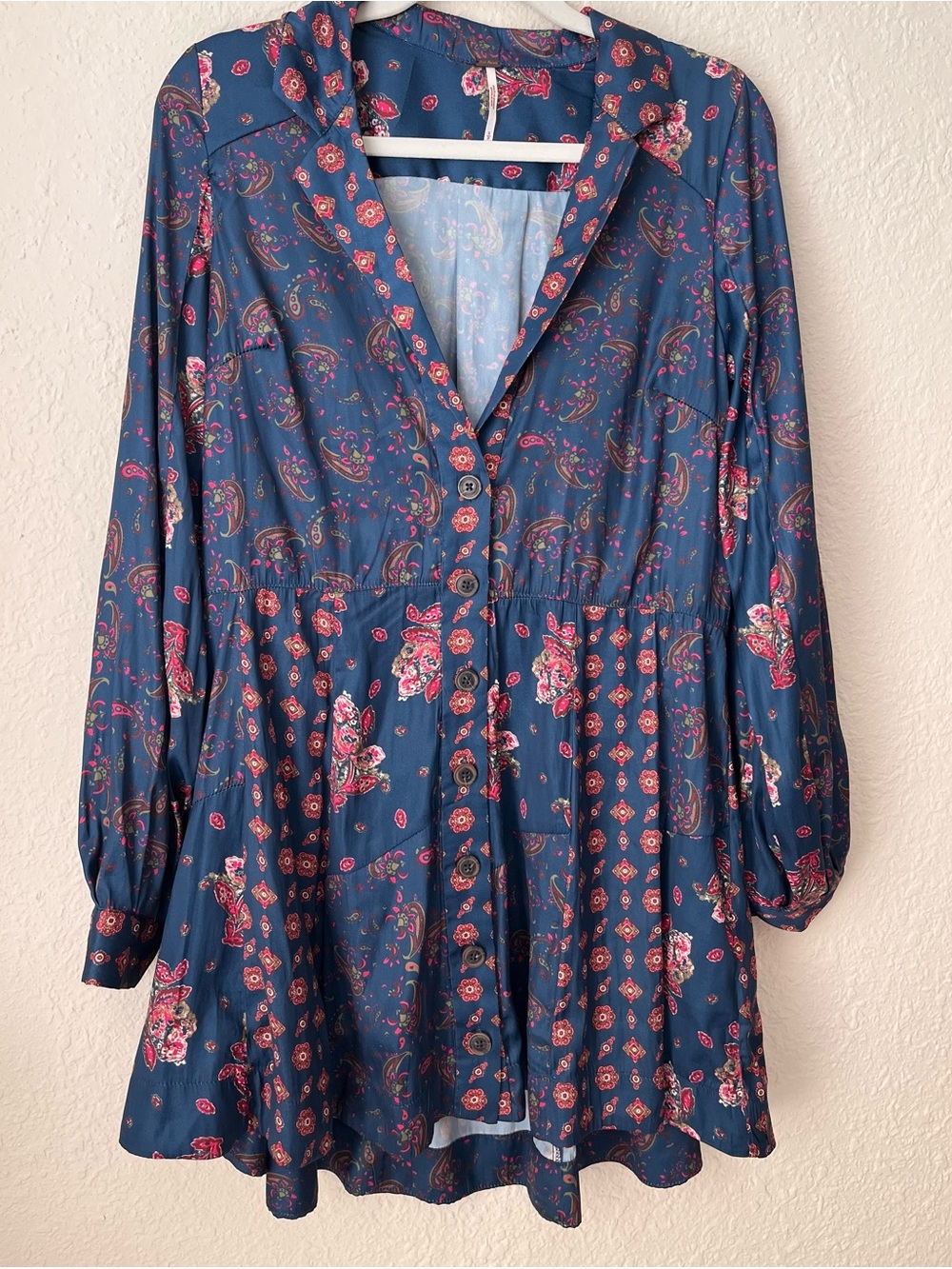 Free People Navy Paisley & Floral Mini Dress